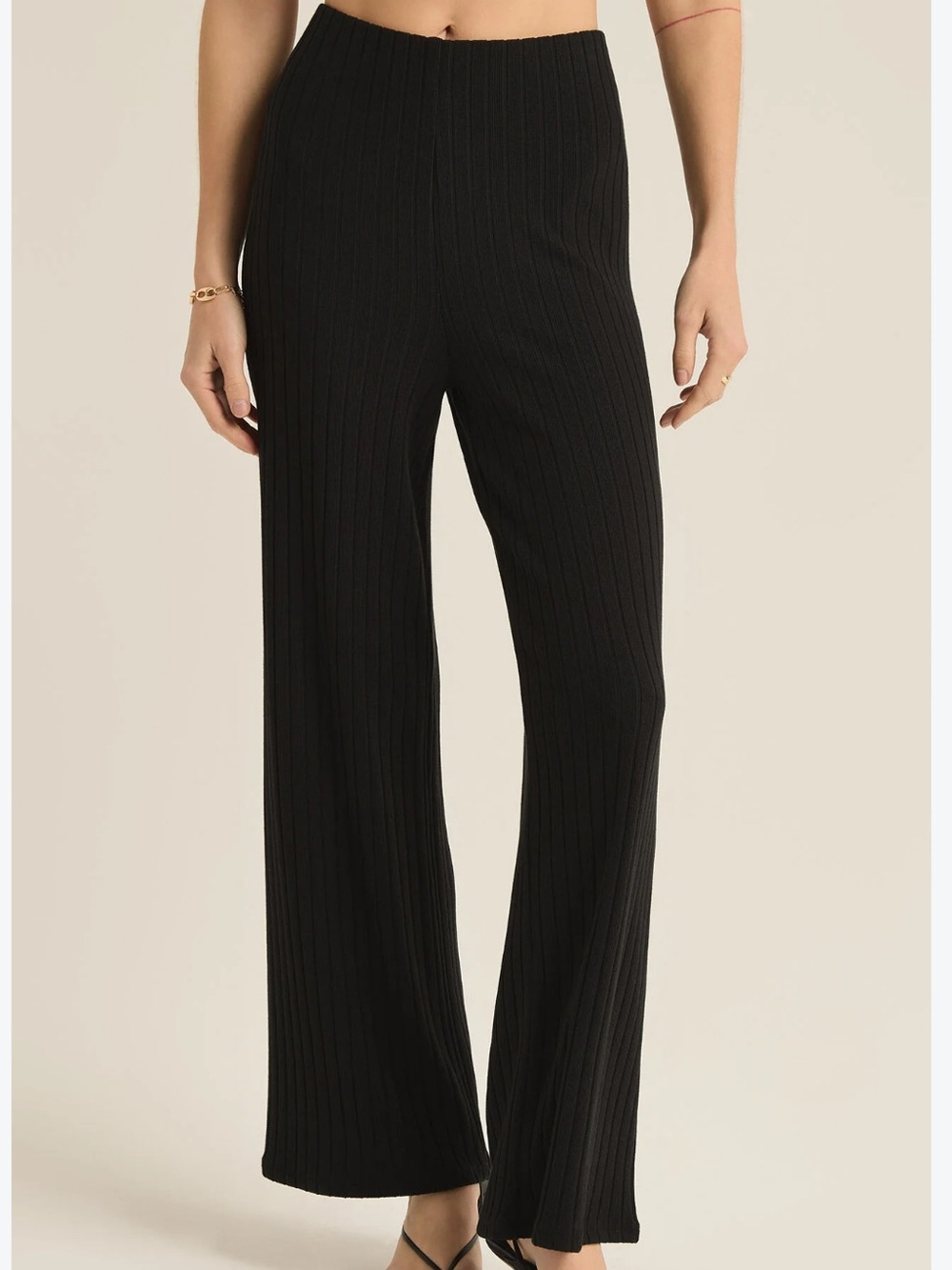 Z supply Monte rib pull on black pants ladies L NWT